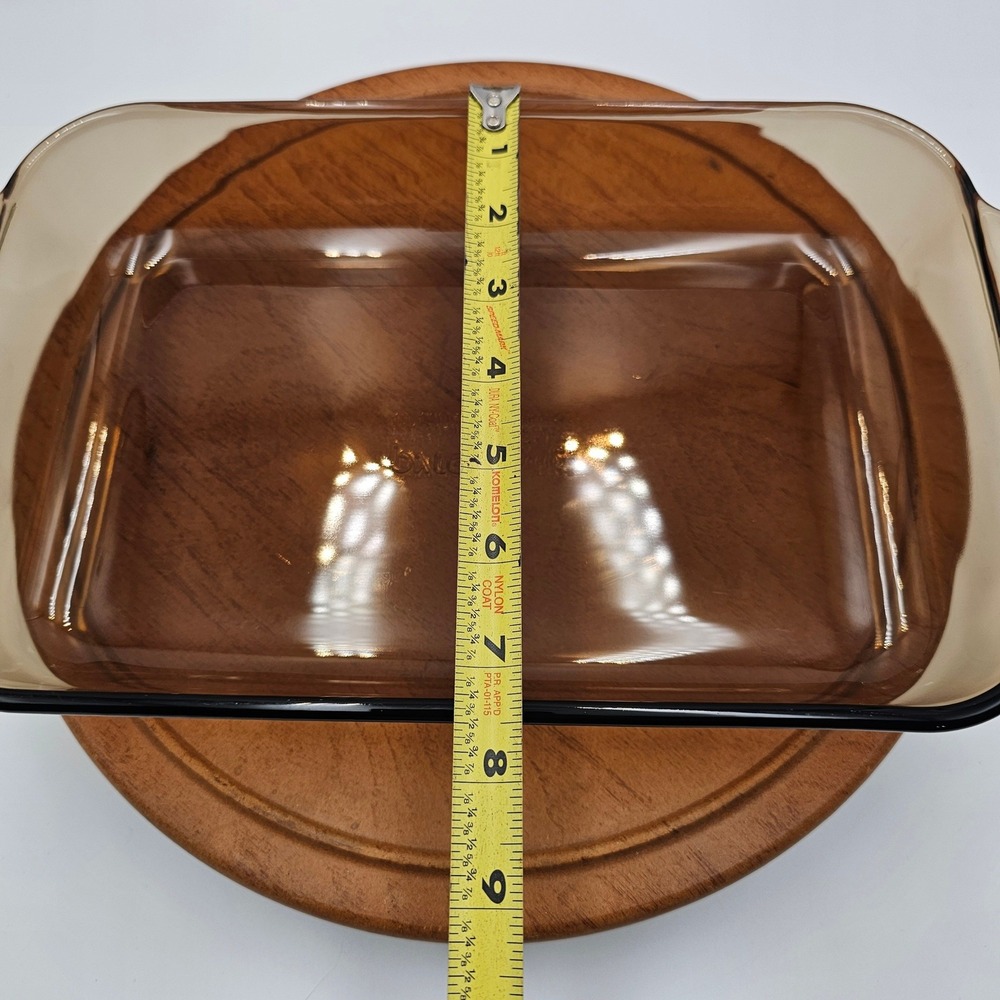 Vintage Pyrex Visions Amber Brown 2 Qt Rectangular Baking Dish 232-R Lasagna USA - Picture 7 of 9